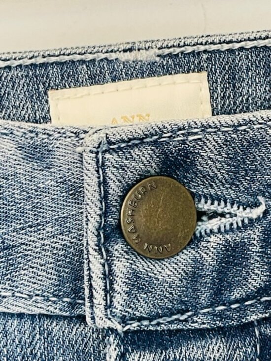 Ann Mashburn Wide Leg Jeans Coco Column Patch Pocket Stretch Denim 25 - Picture 6 of 11